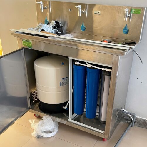 NL100 - Máy lọc nước RO Bán Công nghiệp Nóng Lạnh AQUA (100 lít/giờ) 10 Máy lọc nước ro bán công nghiệp tủ inox đôi